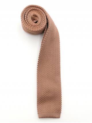 Вязаный галстук светло-коричневого цвета однотонный