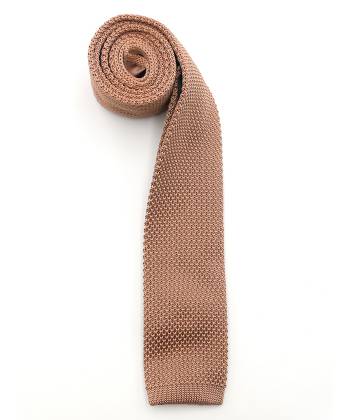 Вязаный галстук светло-коричневого цвета однотонный