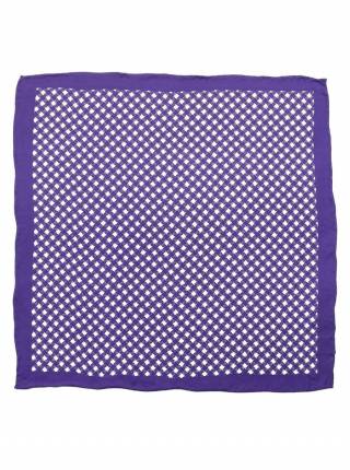 Мужской платок нагрудный (паше) из шелка фиолетовый с белым узором