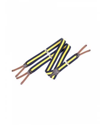 Подтяжки широкие черного цвета в желтую полоску с классическим креплением под пуговицы