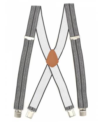 Подтяжки мужские для брюк с зажимами серые в полоску