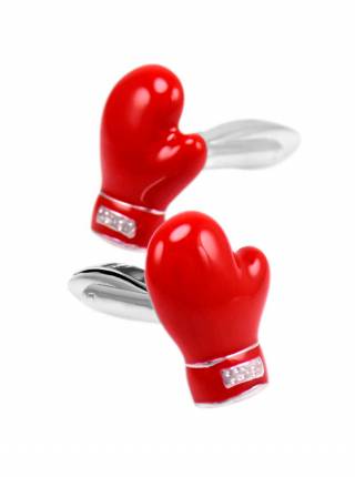 Запонки для рубашки красного цвета в форме боксерских перчаток