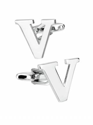 Запонки для рубашки серебристого цвета в форме латинских букв V