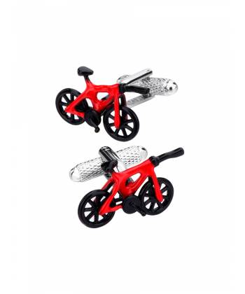 Запонки для рубашки в форме велосипеда, красные с черным