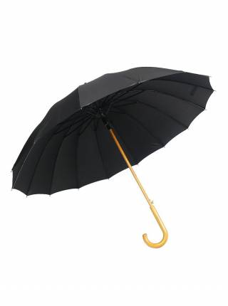 Зонт-трость усиленный PREMIUM с загнутой ручкой, черный