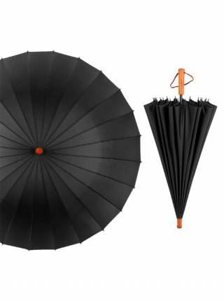 Зонт-трость усиленный PREMIUM с прямой ручкой, черный