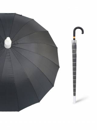 Зонт-трость со складным пластиковым чехлом, черный