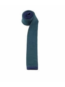 Вязаный галстук изумрудного цвета с полоской