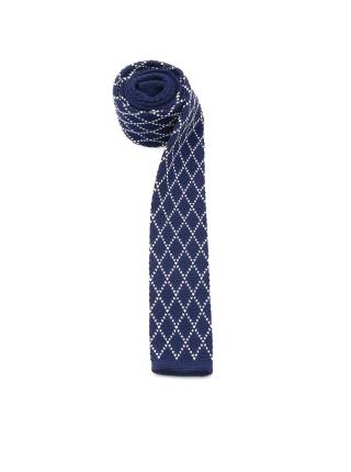 Вязаный галстук темно-синего цвета с узором ромб