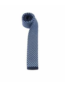 Вязаный галстук темно-синего цвета в голубую полоску