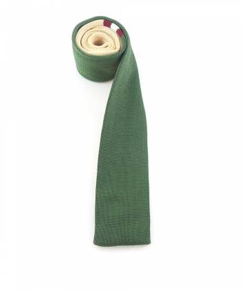 Вязаный галстук фисташкового цвета с разноцветными полосками