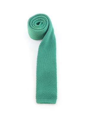 Вязаный галстук изумрудного цвета однотонный