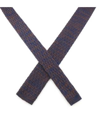 Вязаный галстук темно-синего цвета с коричневым меланж
