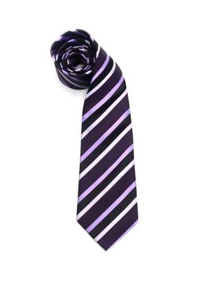 Фиолетовый галстук в полоску черно-серого цвета