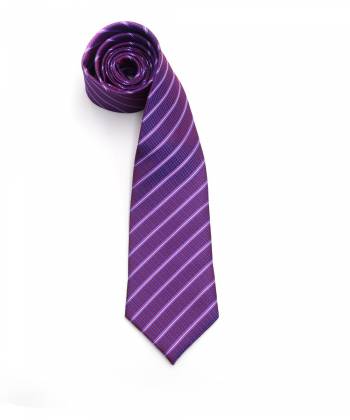 Фиолетовый галстук в разноцветную полоску 