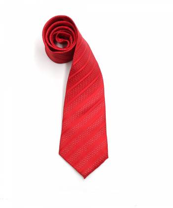 Красный галстук в полоску с белыми вставками