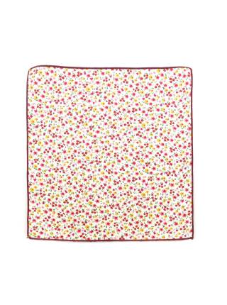 Нагрудный платок белый с разноцветными бордовыми цветочками
