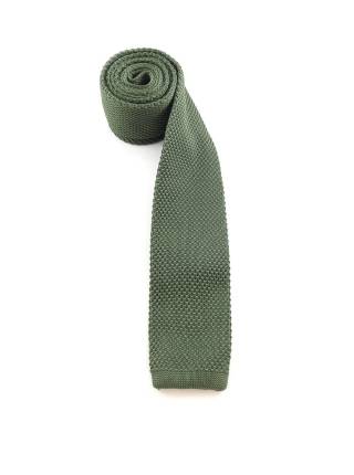 Вязаный галстук болотного цвета однотонный