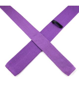 Вязаный галстук фиолетового цвета однотонный