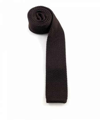 Вязаный галстук коричневый однотонный