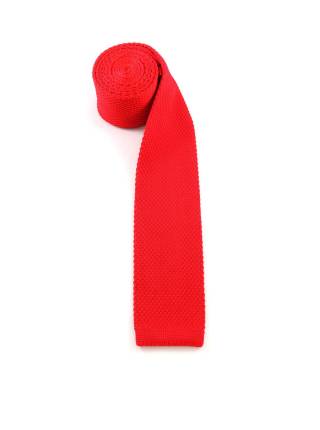 Вязаный галстук красного цвета однотонный