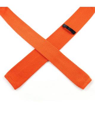 Вязаный галстук оранжевого цвета однотонный