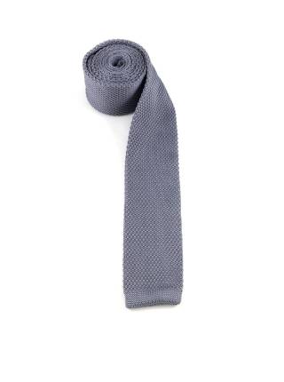 Вязаный галстук серого цвета однотонный