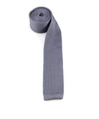 Вязаный галстук серого цвета однотонный