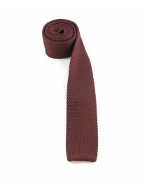 Вязаный галстук шоколадного цвета однотонный