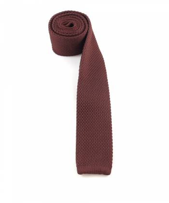 Вязаный галстук шоколадного цвета однотонный