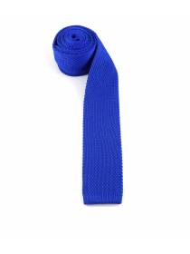 Вязаный галстук синего цвета однотонный