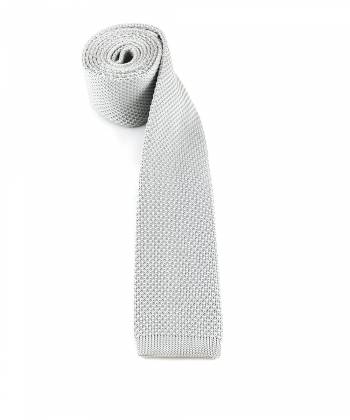 Вязаный галстук светло-серого цвета однотонный