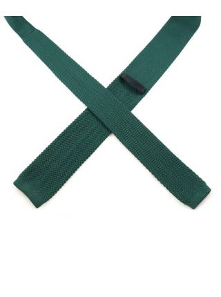 Вязаный галстук темно-зеленого цвета однотонный