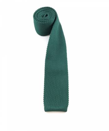 Вязаный галстук темно-зеленого цвета однотонный