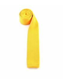 Вязаный галстук желтого цвета однотонный