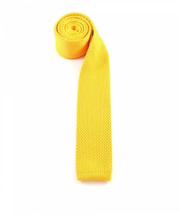 Вязаный галстук желтого цвета однотонный