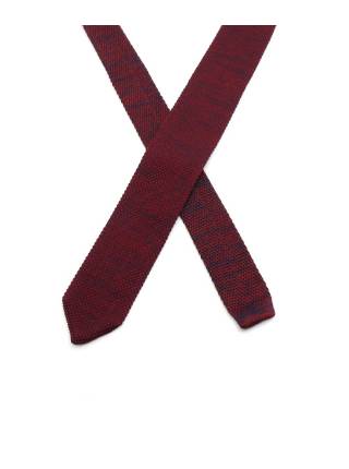 Вязаный галстук бордового цвета меланж