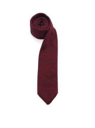 Вязаный галстук бордового цвета меланж