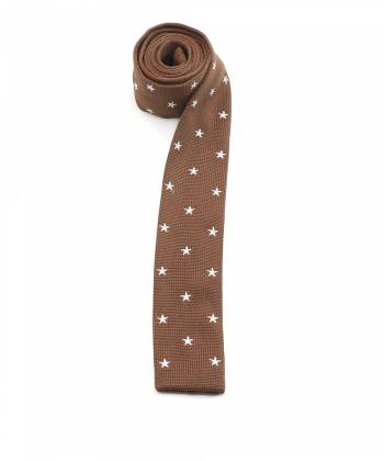 Вязаный галстук коричневого цвета с рисунком Звездочки