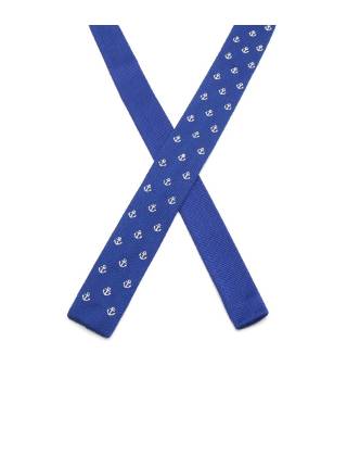 Вязаный галстук синего цвета с рисунком Якорь