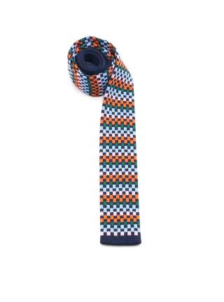 Вязаный галстук в разноцветную яркую полоску