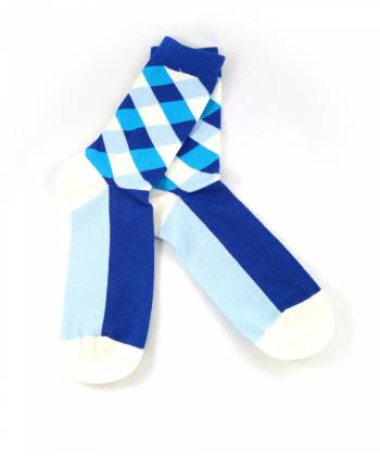 Бело-голубые носки в ромб Baboon