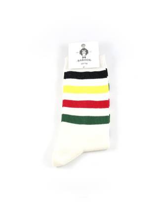 Бежевые носки с разноцветными полосками