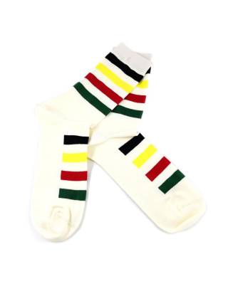 Бежевые носки с разноцветными полосками