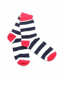 Черно-белые носки с красным мыском и пяткой