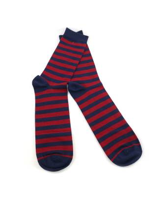 Мужские носки красно-синие в полоску
