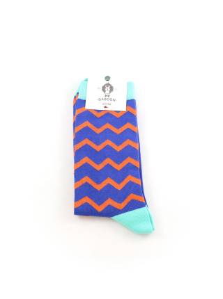 Мужские носки синие с оранжевым рисунком и голубыми вставками