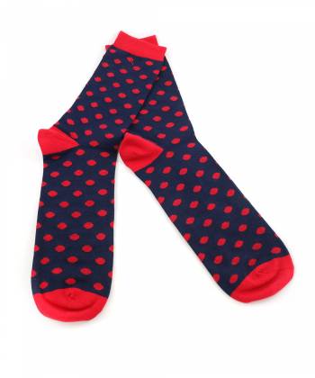 Мужские носки темно-синие в красный горох и красными вставками Baboon