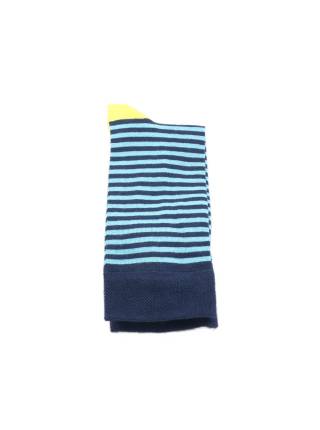 Синие мужские носки в голубую полоску с желтой пяткой