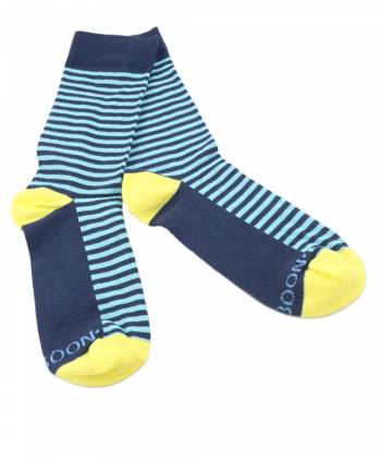 Синие мужские носки в голубую полоску с желтой пяткой Baboon